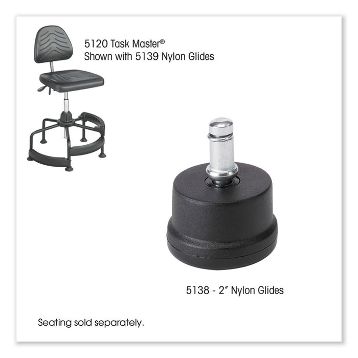 Task Master Nylon Glides, Grip Ring Stem, 2" x 1.38" Glide, Black, 5/Set