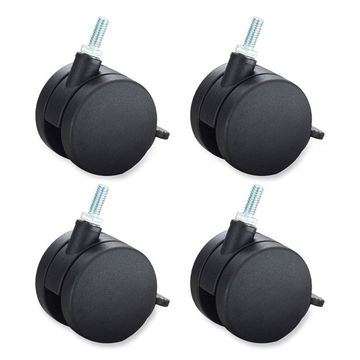 Carpet Casters for AlphaBetter Desks, 2.5" Wheel, Black, 4/Set