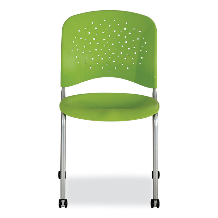 Reve GuestBistro Chair with Straight Legs, Supports Up to 250 lb, 18" Seat Height, Green Seat/Back, Silver Base, 2/Carton