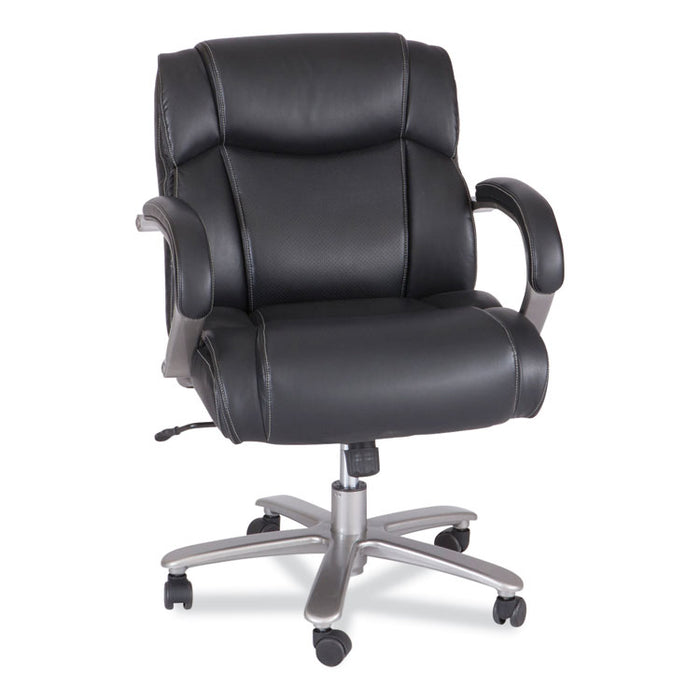 Lineage Big and Tall Mid Back Task Chair 24.5" Back, Supports 350 lb, 19.5" to 23.25" Seat Height, Black Seat, Chrome Base