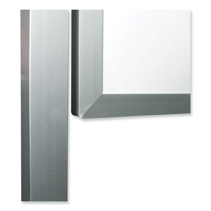 Reversible Magnetic Porcelain Whiteboard with Aluminum Frame, 101.25" x 78.25", White Surface, Satin Aluminum Frame