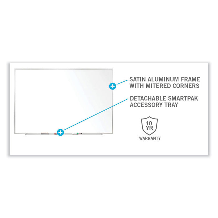 Non-Magnetic Whiteboard with Aluminum Frame, 72.63" x 48.47", White Surface, Satin Aluminum Frame