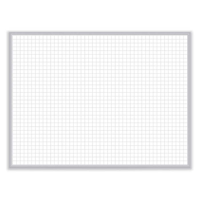 1 x 1 Grid Magnetic Whiteboard, 36" x 24", White/Gray Surface, Satin Aluminum Frame