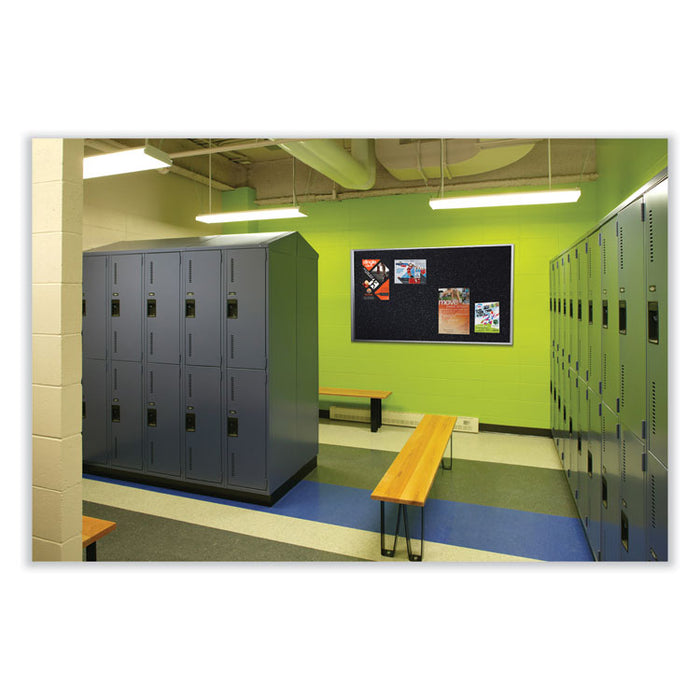 Aluminum-Frame Recycled Rubber Bulletin Boards, 144.5" x 48.5", Confetti Surface, Satin Aluminum Frame