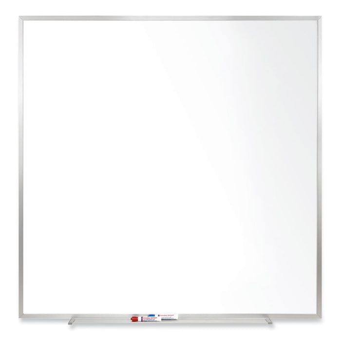 Magnetic Porcelain Whiteboard with Aluminum Frame, 48.5" x 48.5", White Surface, Satin Aluminum Frame