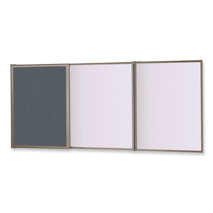 VisuALL PC Whiteboard Cabinet with Fabric Bulletin Board Exterior Doors, 36" x 24", Gray/White Surface, Satin Aluminum Frame