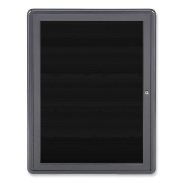 Enclosed Letterboard, 24.13" x 33.75", Black Surface, Powder-Coated Gray Aluminum Frame