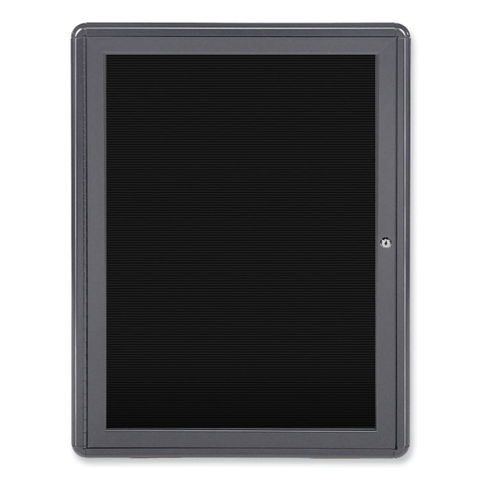 Enclosed Letterboard, 24.13" x 33.75", Black Surface, Powder-Coated Gray Aluminum Frame