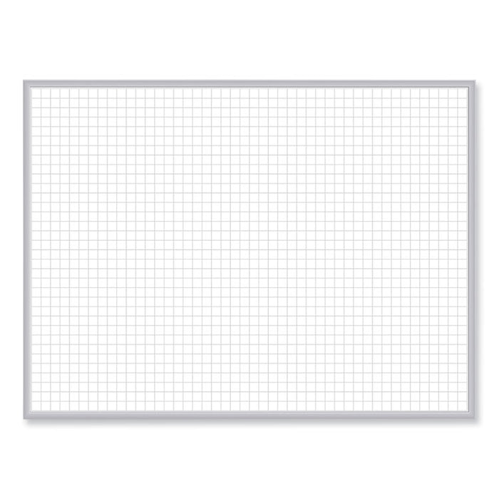 1 x 1 Grid Magnetic Whiteboard, 96.5" x 48.5", White/Gray Surface, Satin Aluminum Frame