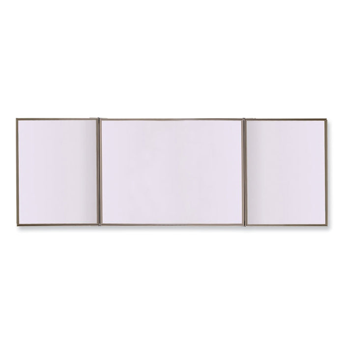 VisuALL PC Whiteboard Cabinet with Fabric Bulletin Board Exterior Doors, 36" x 24", Blue/White Surface, Satin Aluminum Frame