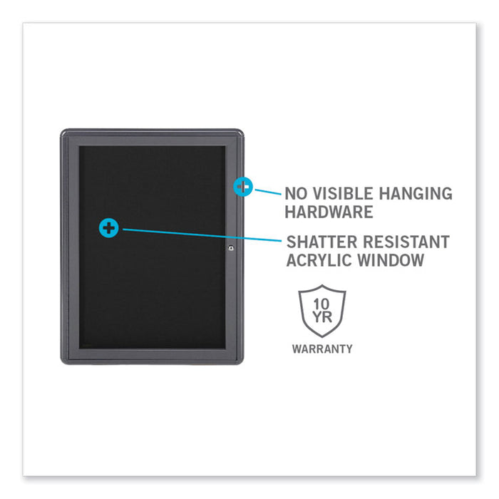 Enclosed Letterboard, 24.13" x 33.75", Black Surface, Powder-Coated Gray Aluminum Frame