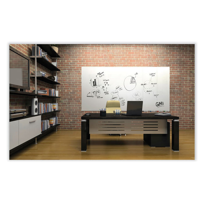 Aria Low-Profile Frameless Magnetic Glassboard, 48" x 36", White Surface
