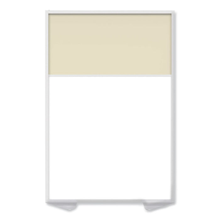 Floor Partition with Aluminum Frame and 2 Split Panel Infill, 48.06 x 2.04 x 71.86, White/Carmel