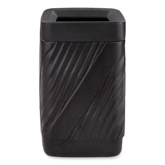 Twist Waste Receptacle with Open Top, 32 gal, Steel, Black