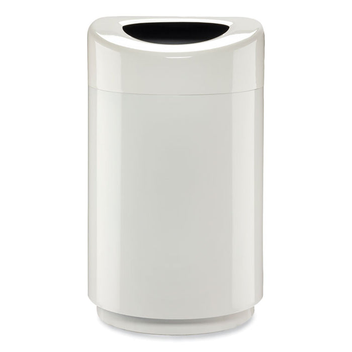 Open Top Round Waste Receptacle, 30 gal, Steel, White