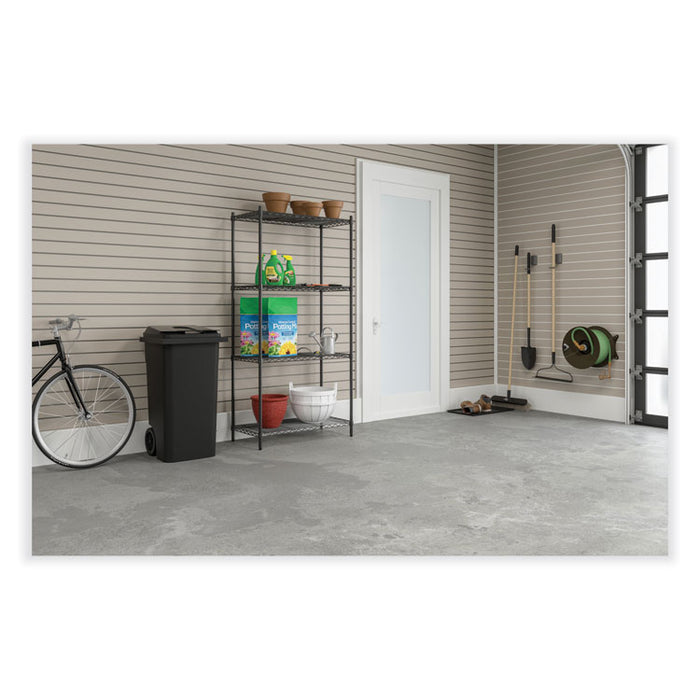 Plastic Step-On Receptacle, 32 gal, Metal, Tan