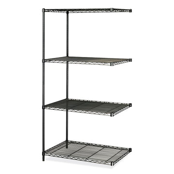 Industrial Add-On Unit, Four-Shelf, 36w x 24d x 72h, Steel, Black