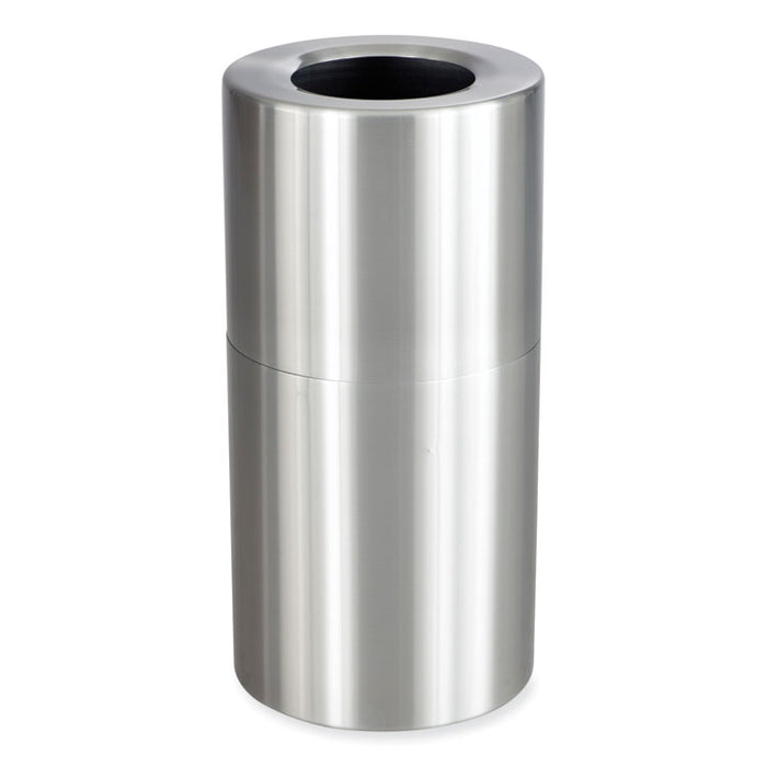 Single Recycling Receptacle, 20 gal, Steel, Brushed Aluminum