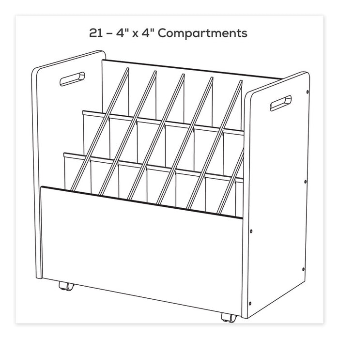 Mobile Roll File, 21 Compartments, 30.25w x 15.75d x 29.25h, Tan