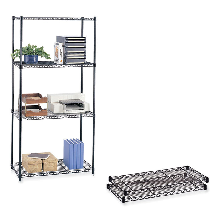 Commercial Extra Shelf Pack, 36w x 18d x 1h, Steel, Black, 2/Pack