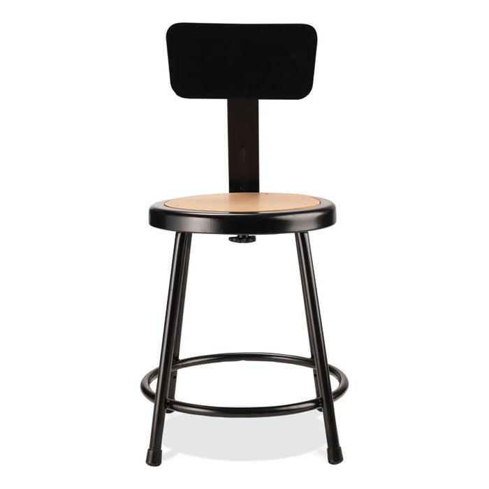 6200 Series Heavy Duty Stool with Backrest, Supports Up to 500 lb, 18" Seat Height, Brown Seat, Black Back/Base