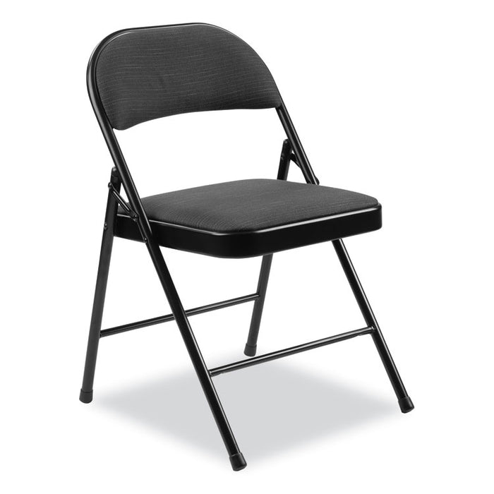 970 Series Fabric Padded Steel Folding Chair, Supports Up to 250 lb, 17.75" Seat Height, Star Trail Black, 4/Carton