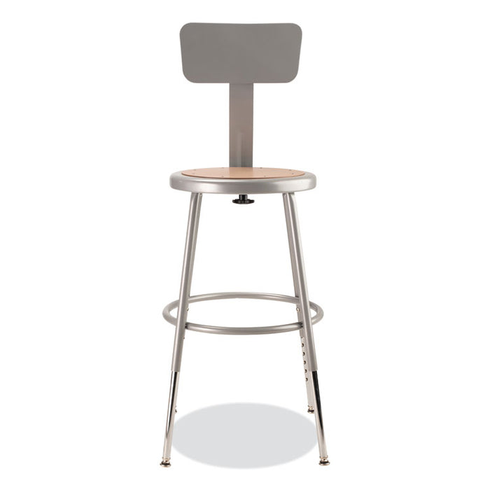 6200 Series 19" to 27" Height Adjustable Heavy Duty Stool with Backrest, Supports 500 lb, Brown Seat, Gray Back, Gray Base
