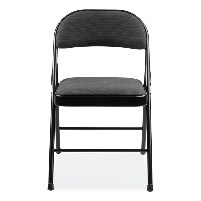 970 Series Fabric Padded Steel Folding Chair, Supports Up to 250 lb, 17.75" Seat Height, Star Trail Black, 4/Carton