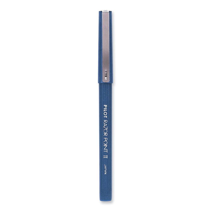 Razor Point II Super Fine Line Porous Point Pen, Stick, Super-Fine 0.2 mm, Blue Ink, Blue Barrel, Dozen