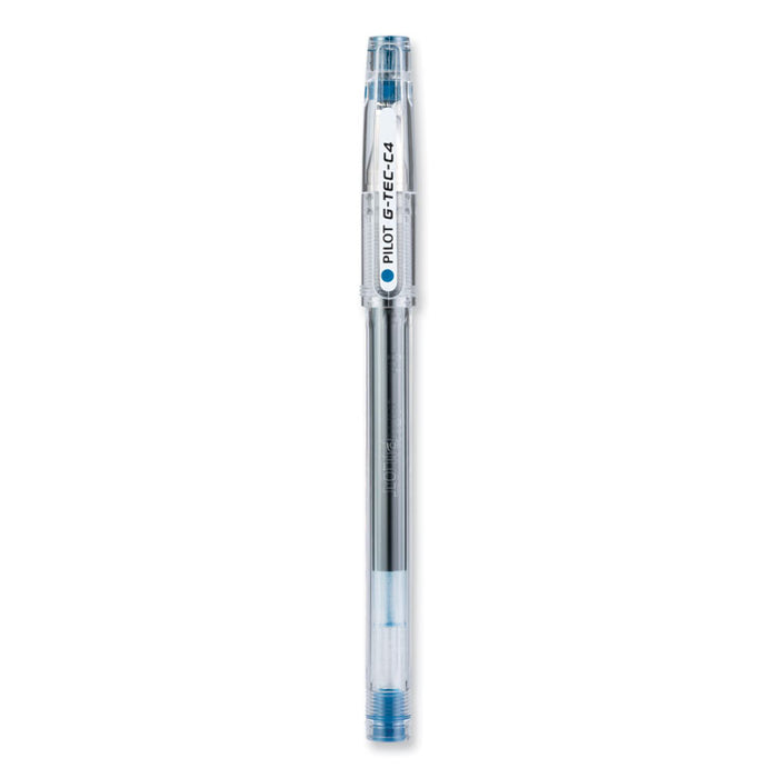 G-TEC-C Ultra Gel Pen, Stick, Ultra-Fine 0.4 mm, Blue Ink, Clear/Blue Barrel, Dozen