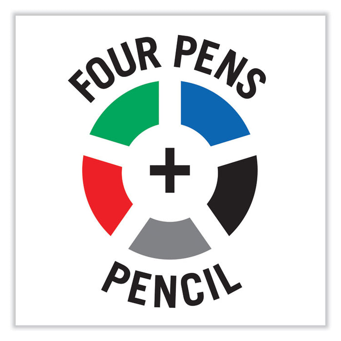 Dr. Grip 4 + 1 Multi-Color Ballpoint Pen/Pencil, Retractable, 0.7mm Pen/0.5mm Pencil, Black/Blue/Green/Red Ink, Black Barrel