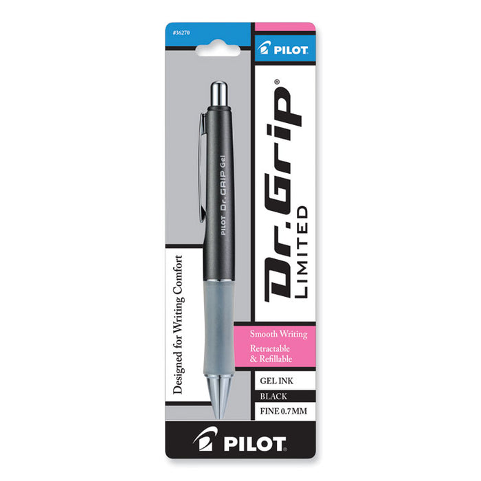 Dr. Grip Limited Gel Pen, Retractable, Fine 0.7 mm, Black Ink, Charcoal Gray Barrel