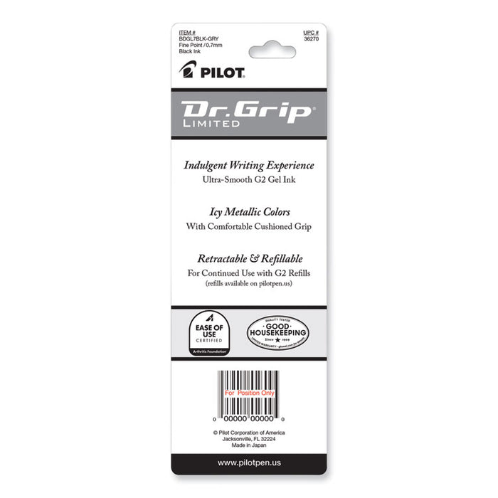Dr. Grip Limited Gel Pen, Retractable, Fine 0.7 mm, Black Ink, Charcoal Gray Barrel
