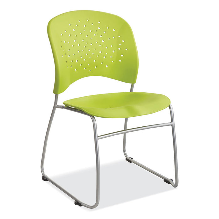 Reve GuestBistro Chair with Sled Base, Supports Up to 250 lb, 18" Seat Height, Green Seat/Back, Silver Base, 2/Carton