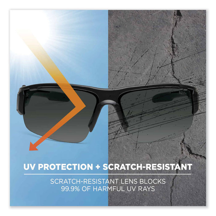 Skullerz Dagr Safety Glasses, Black Half Frame, Polarized Smoke Single Lens