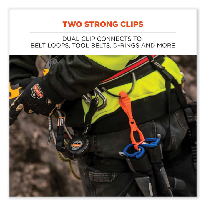 Squids 3400 Dual Clip Glove Clip Holder, 1 x 1 x 6.5, Acetal Copolymer, Lime