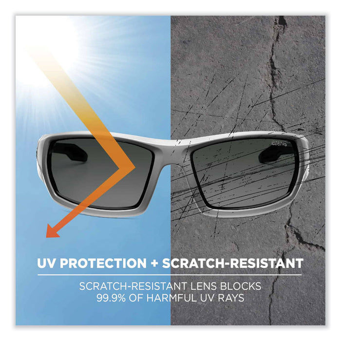 Skullerz Odin Safety Glasses, White Full Frame, Polarized Smoke Dual Lens