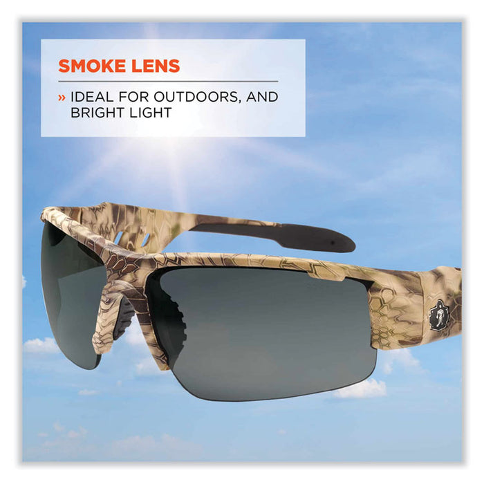 Skullerz Dagr Safety Glasses, Kryptek Highlander Half Frame, Smoke Single Lens