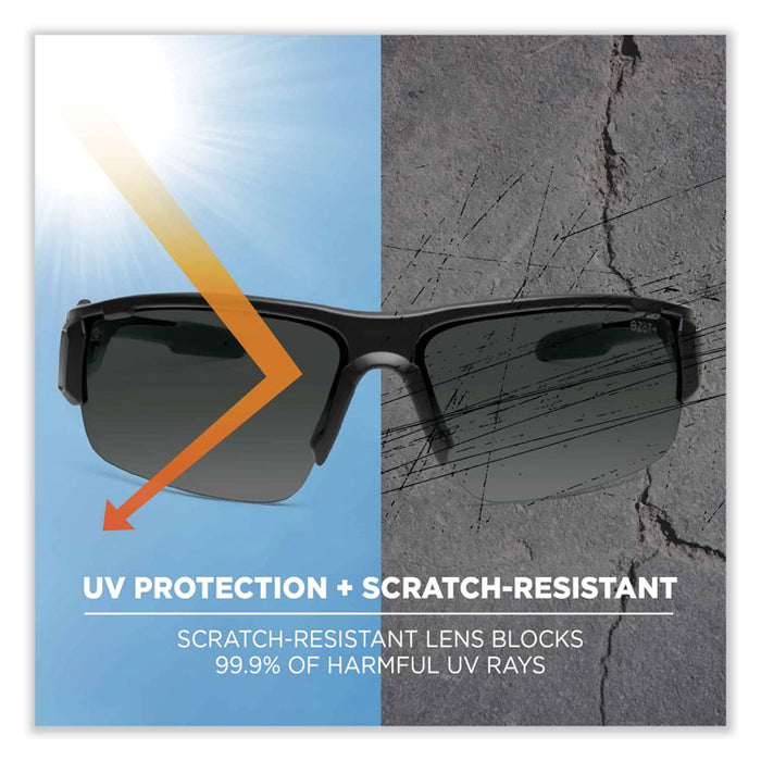 Skullerz Dagr Safety Glasses, Matte Black Half Frame, Smoke Single Anti-Fog Lens