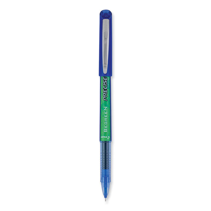 Precise V5 BeGreen Rollerball Pen, Stick, Extra-Fine 0.5 mm, Blue Ink, Blue Barrel, Dozen
