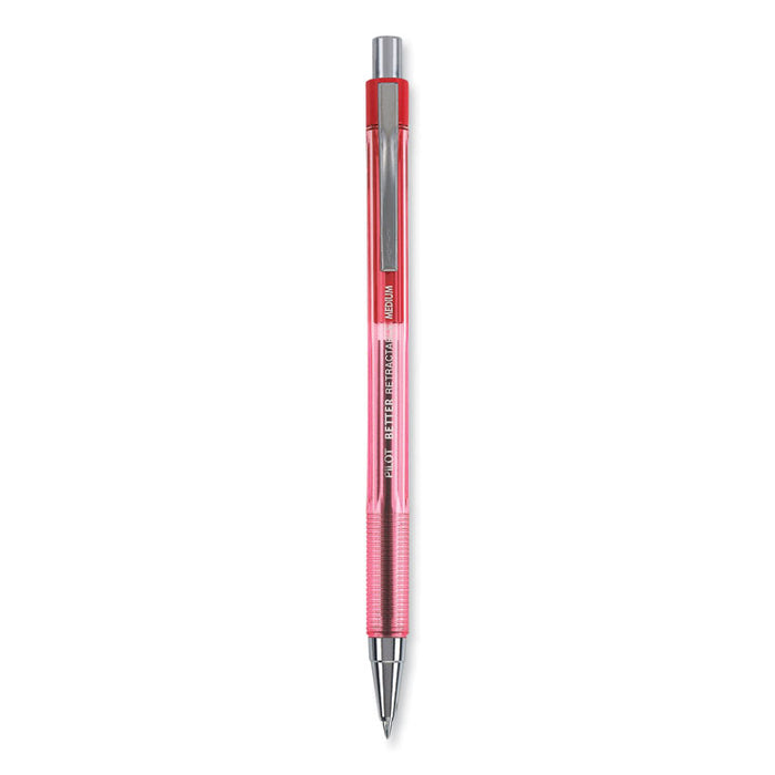 Better Ballpoint Pen, Retractable, Medium 1 mm, Red Ink, Translucent Red Barrel, Dozen