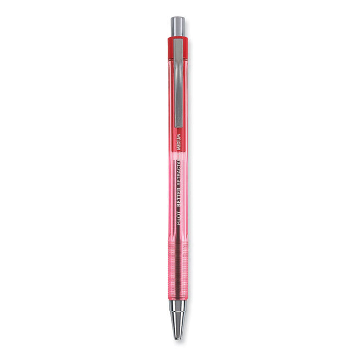 Better Ballpoint Pen, Retractable, Medium 1 mm, Red Ink, Translucent Red Barrel, Dozen