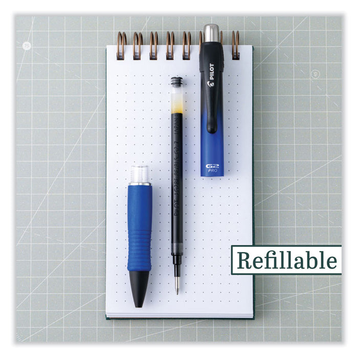 G2 Pro Gel Pen, Retractable, Fine 0.7 mm, Black Ink, Blue Barrel