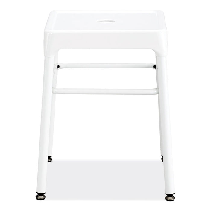 Steel GuestBistro Stool, Backless, Supports Up to 250 lb, 18" Seat Height, White Seat, White Base