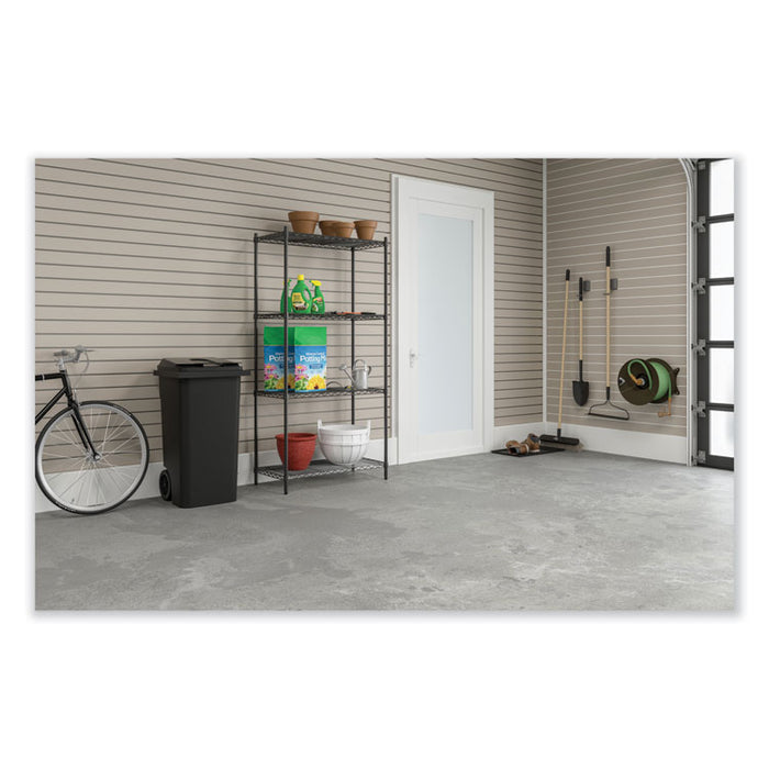 Industrial Wire Shelving, Four-Shelf, 36w x 24d x 72h, Black