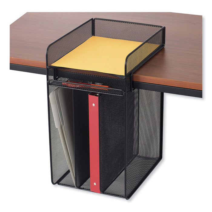 Onyx Vertical Hanging Storage, 4 Sections, Letter Size Files, 10.25" x 12" x 17.1", Black