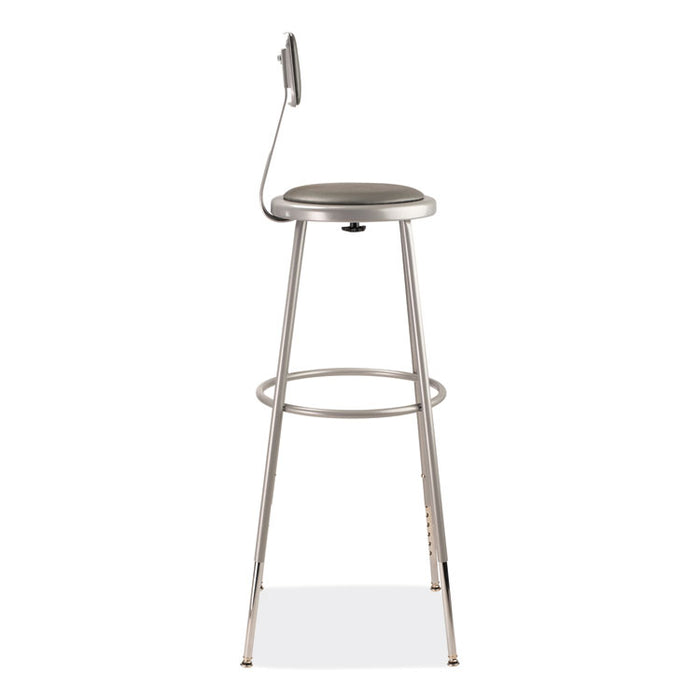 6400 Series Height Adjustable Heavy Duty Padded Stool with Backrest, Supports 300 Up to lb, 32" to 39" Seat Height, Gray