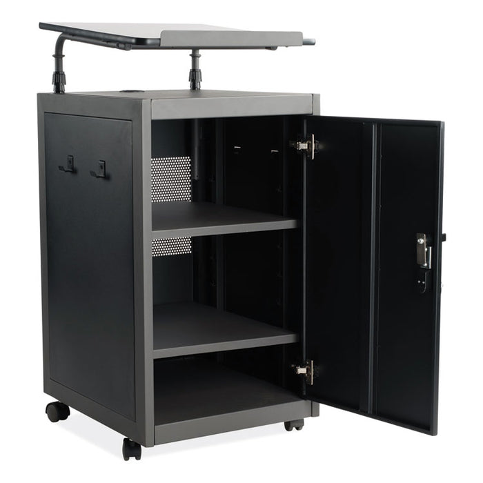 Teacher's WorkPod Lectern, 20 x 24 x 41, Charcoal Slate/Black
