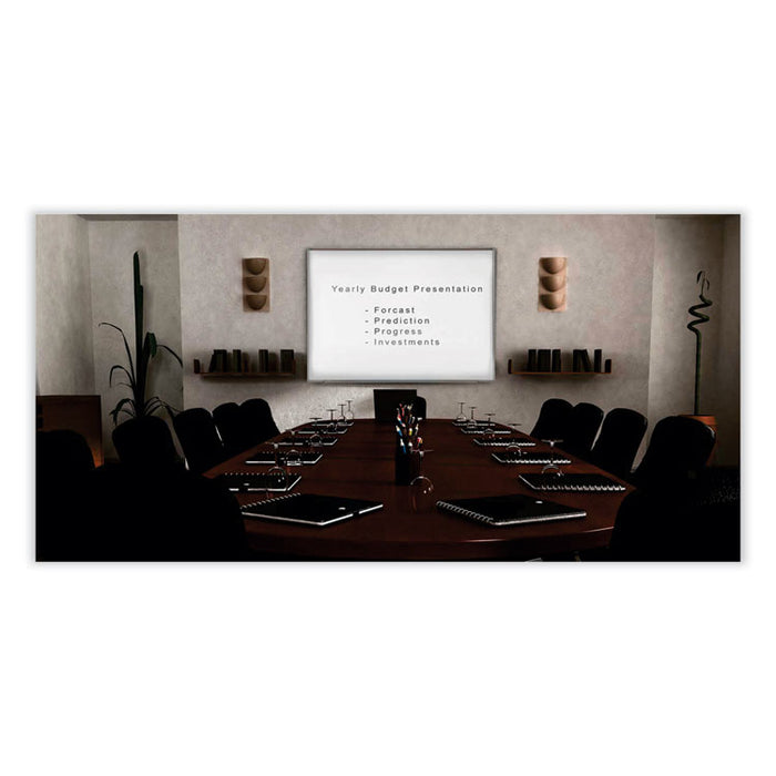 Proma Magnetic Porcelain Projection Whiteboard with Aluminum Frame, 96.5" x 48.5", White Surface, Satin Aluminum Frame