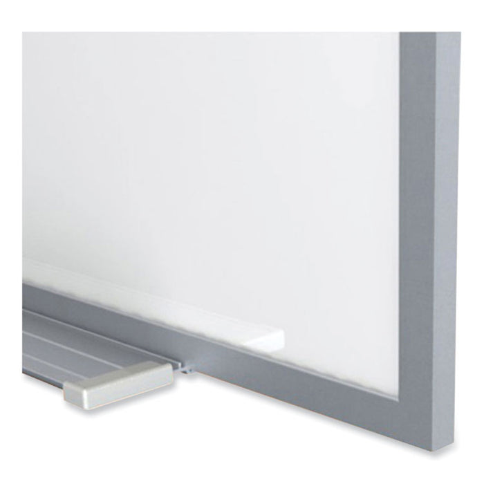 Proma Magnetic Porcelain Projection Whiteboard with Aluminum Frame, 72.5" x 48.5", White Surface, Satin Aluminum Frame